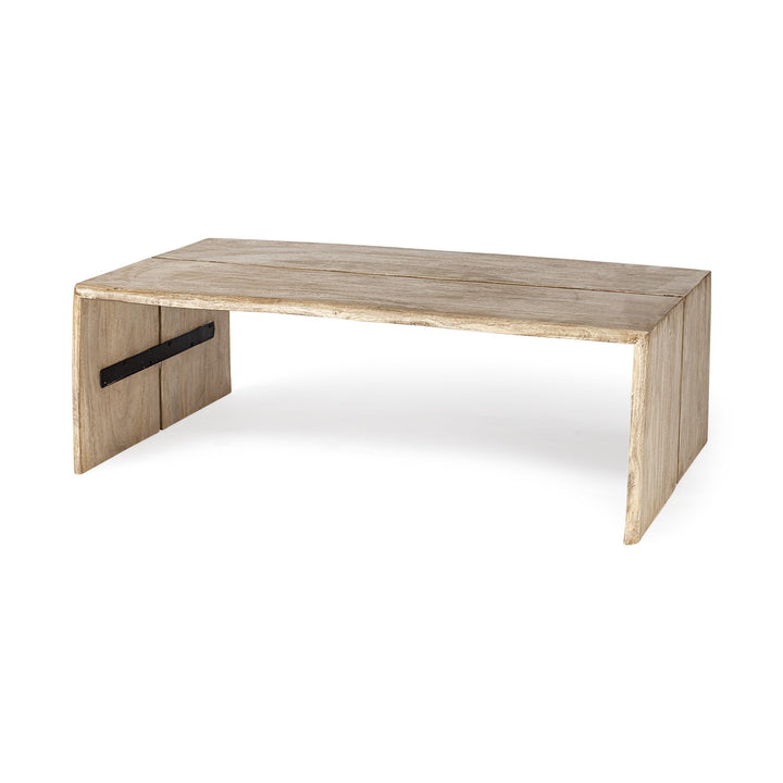 Rectangular Solid Wood Top And Base Coffee Table Image 1