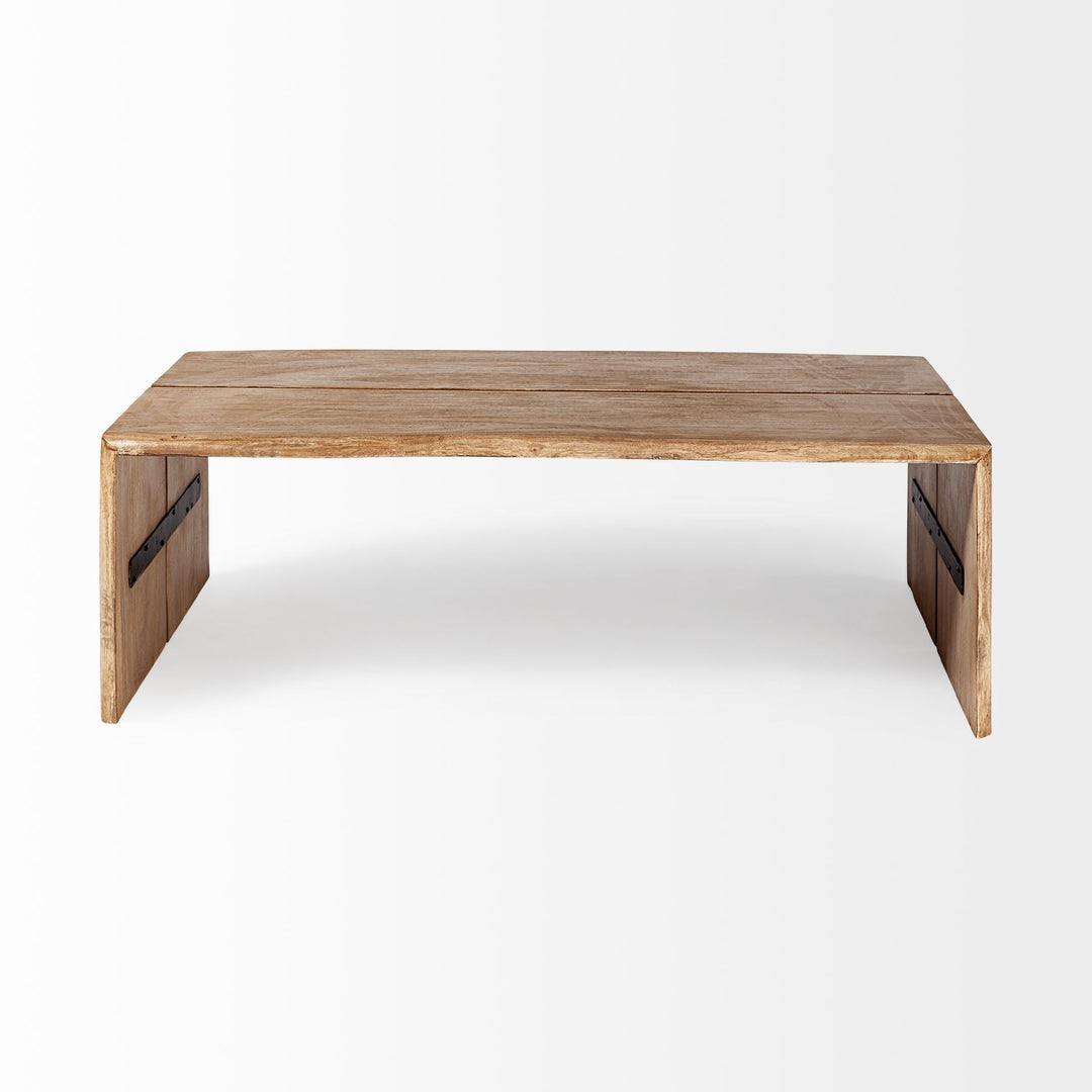 Rectangular Solid Wood Top And Base Coffee Table Image 2