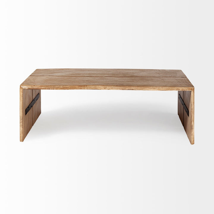 Rectangular Solid Wood Top And Base Coffee Table Image 2