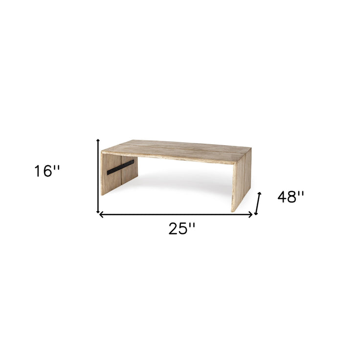 Rectangular Solid Wood Top And Base Coffee Table Image 6