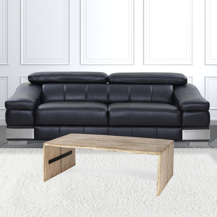 Rectangular Solid Wood Top And Base Coffee Table Image 7