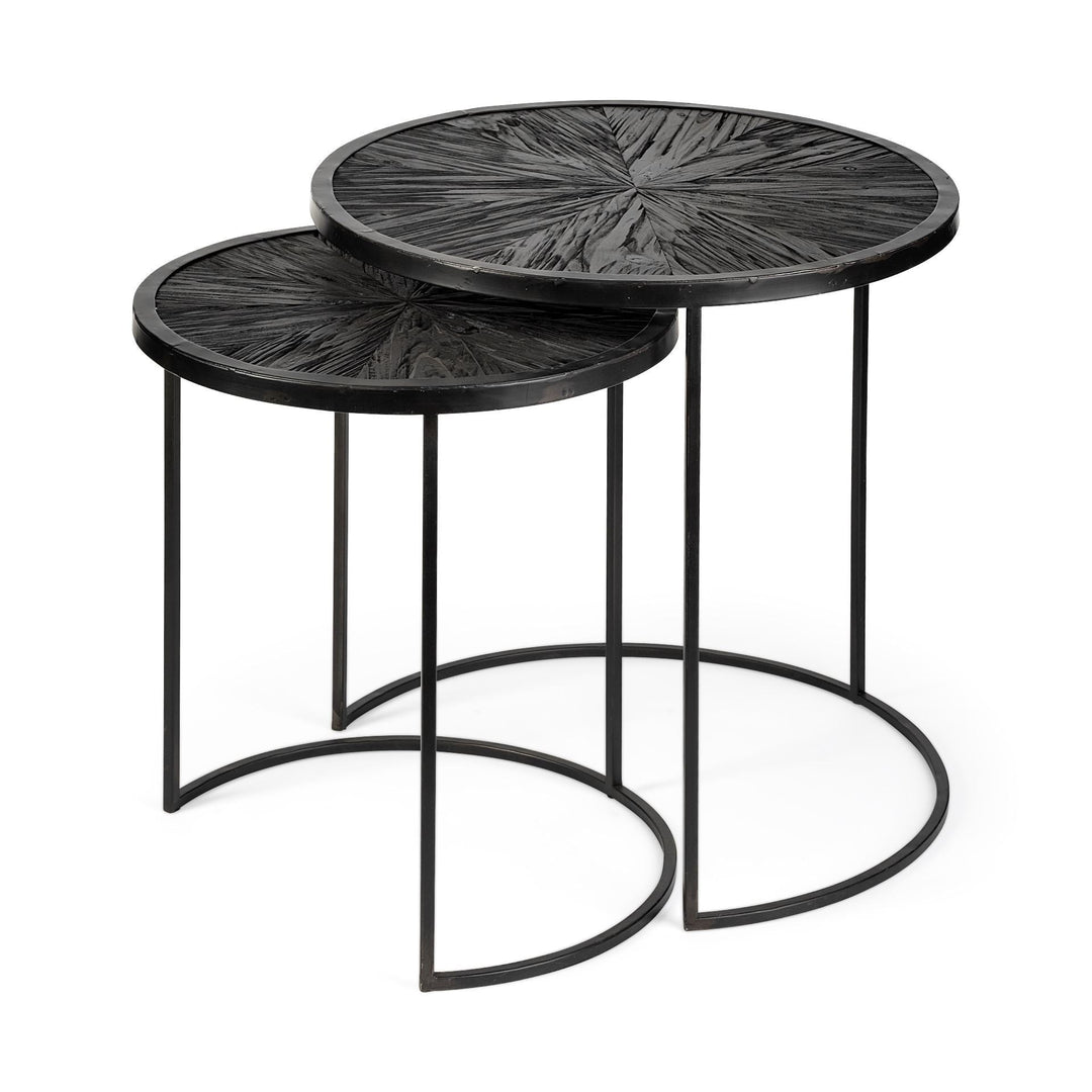 Set of Two 20" Black Round End Table Image 1