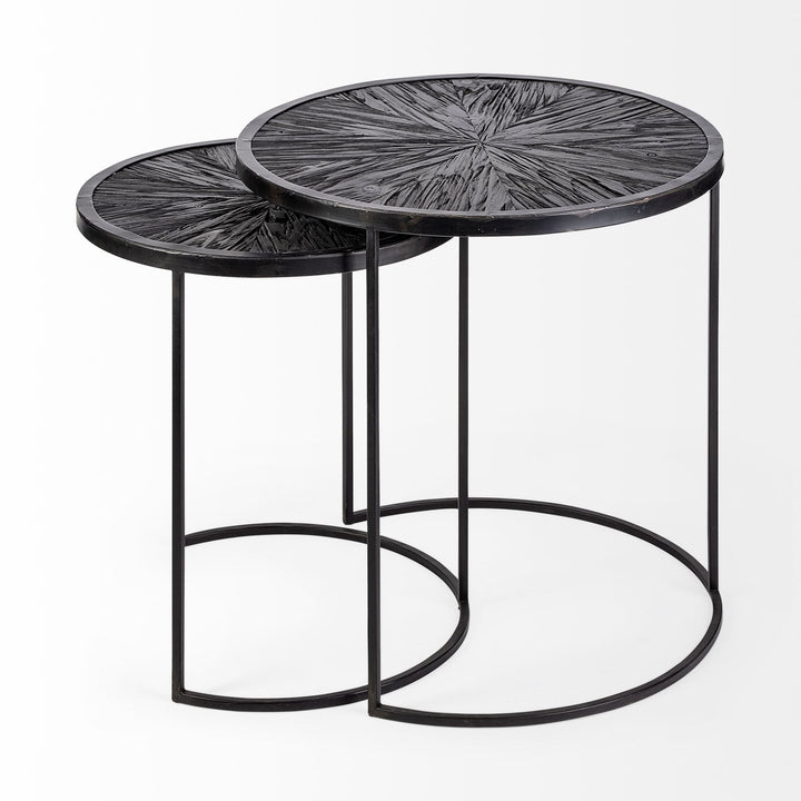 Set of Two 20" Black Round End Table Image 2