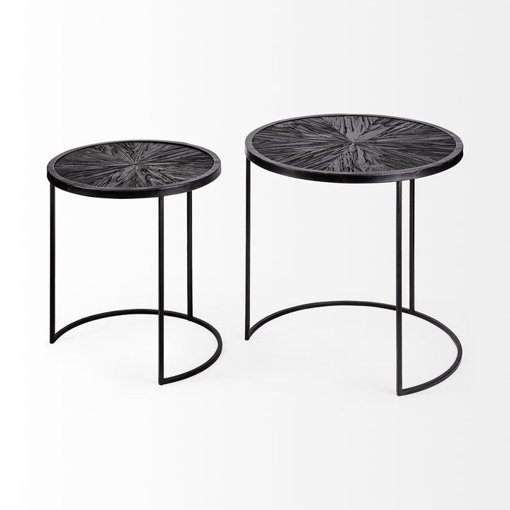 Set of Two 20" Black Round End Table Image 3