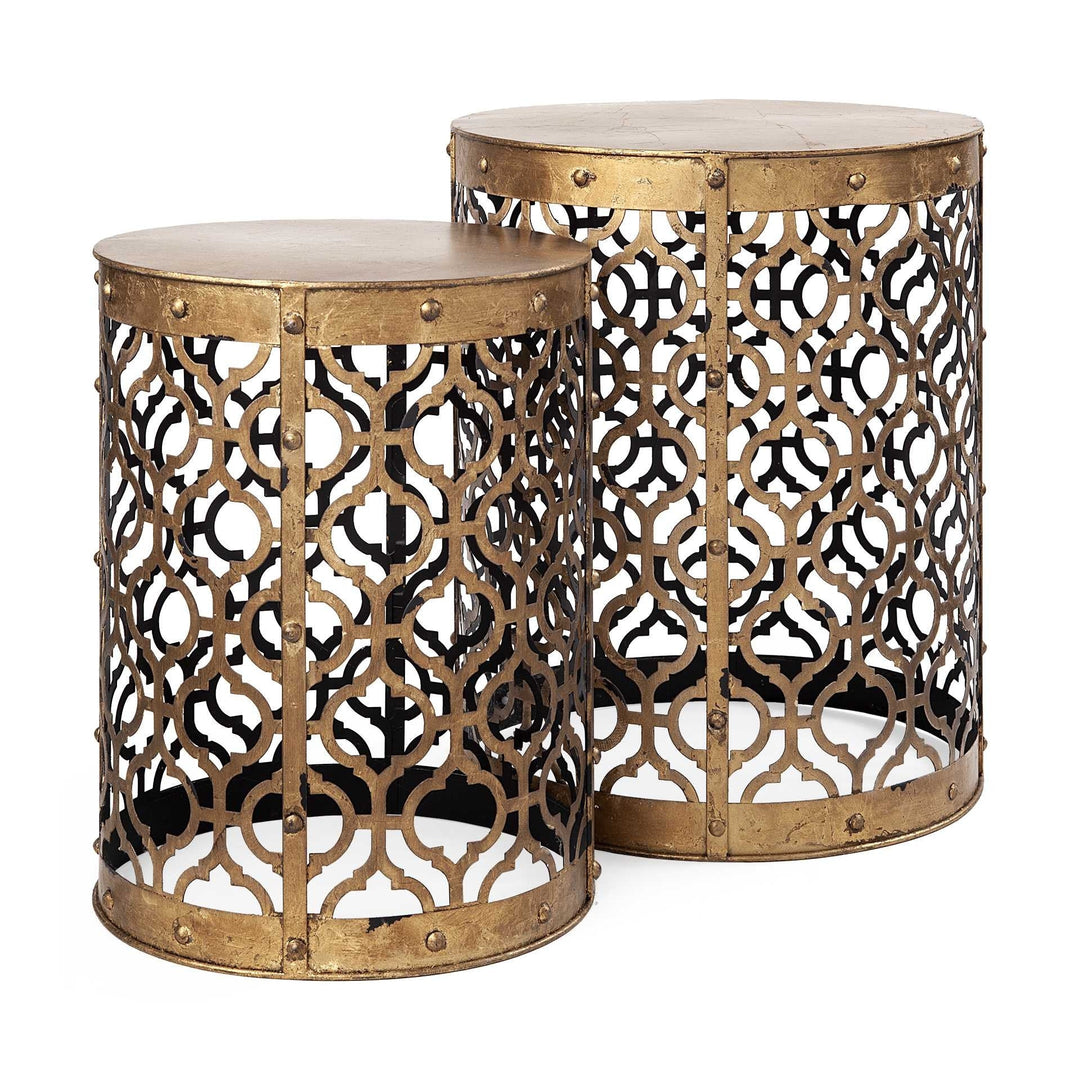 Set of Two 20" Gold Round End Table Image 1