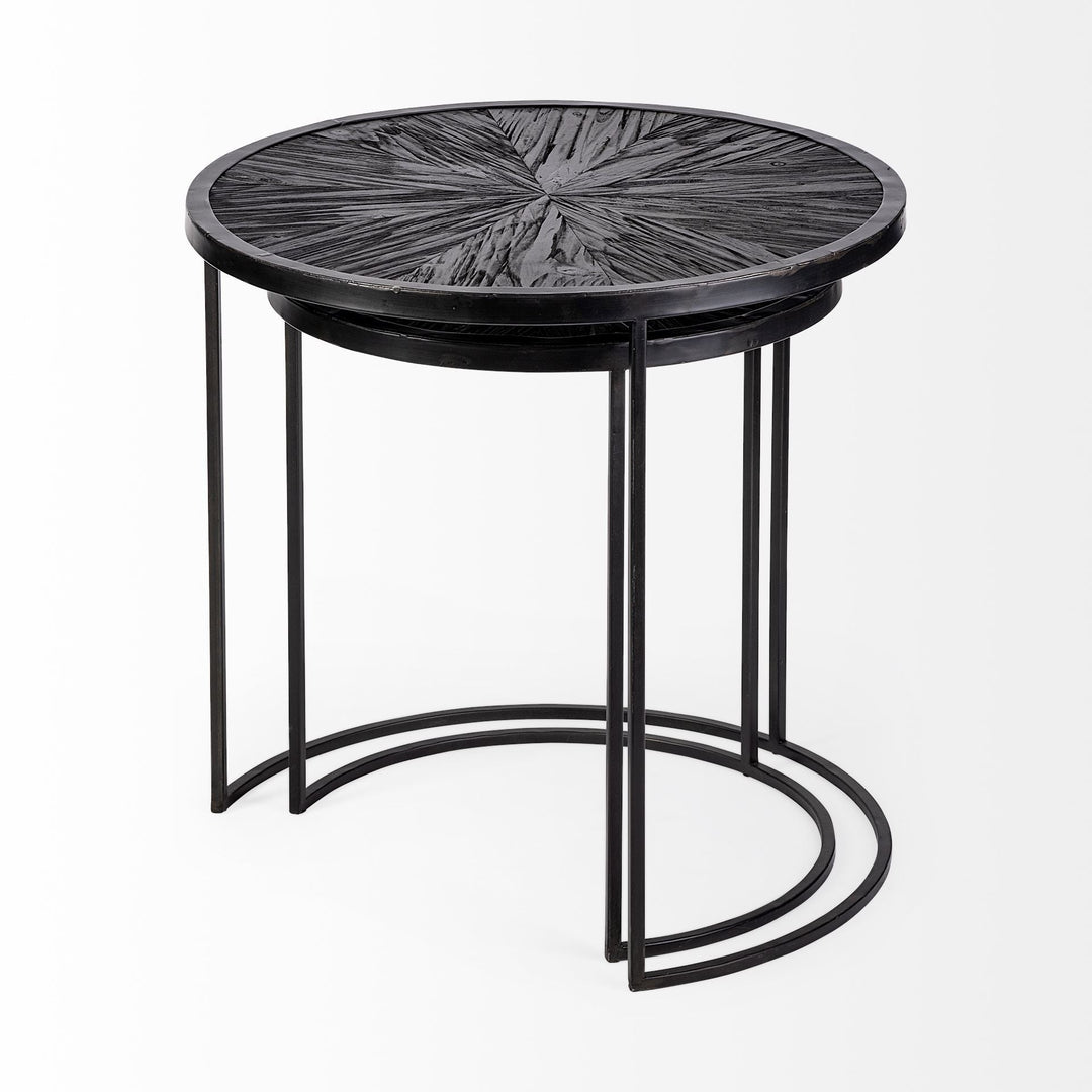 Set of Two 20" Black Round End Table Image 6