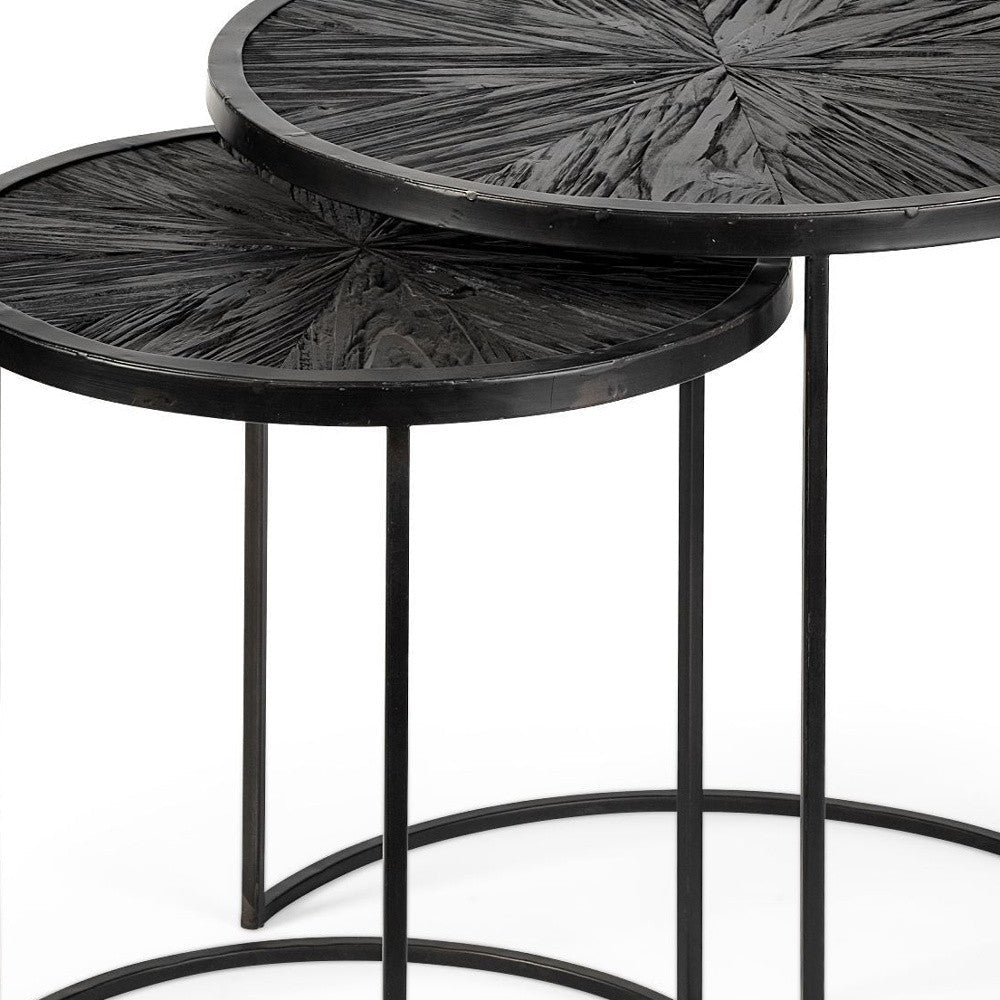 Set of Two 20" Black Round End Table Image 8