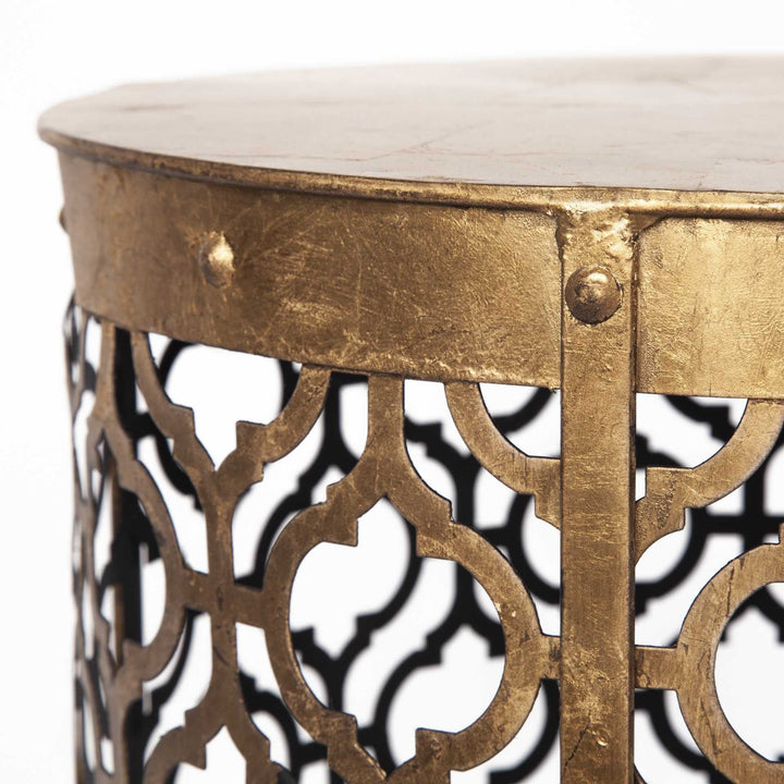 Set of Two 20" Gold Round End Table Image 5