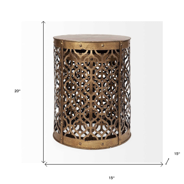 Set of Two 20" Gold Round End Table Image 6