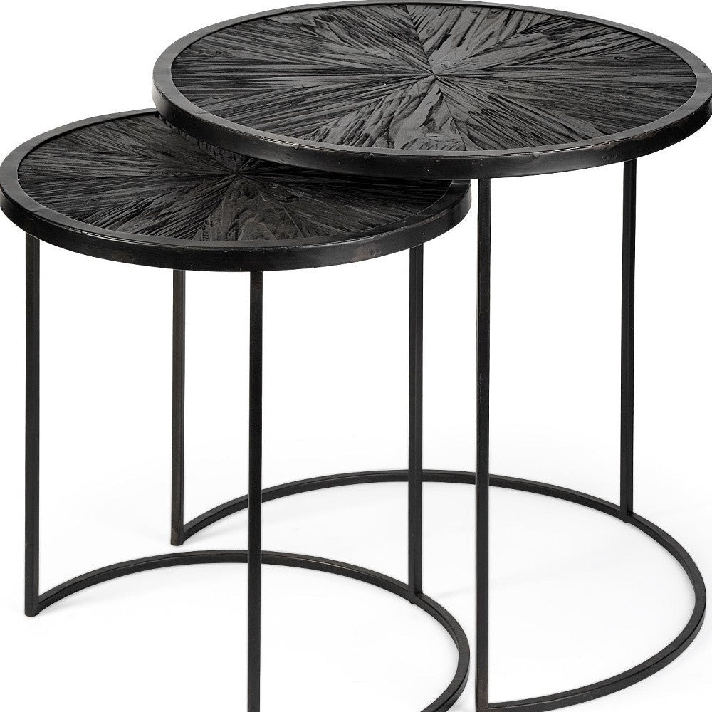 Set of Two 20" Black Round End Table Image 9