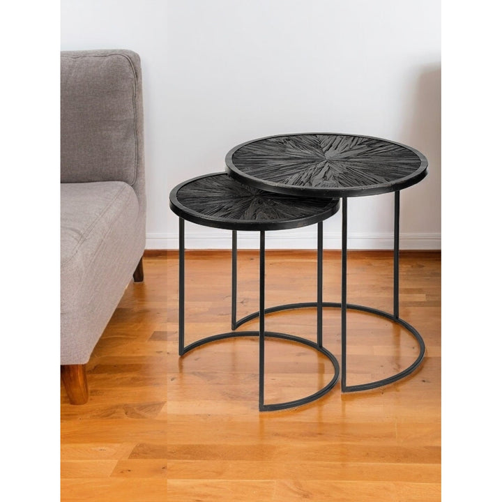 Set of Two 20" Black Round End Table Image 10