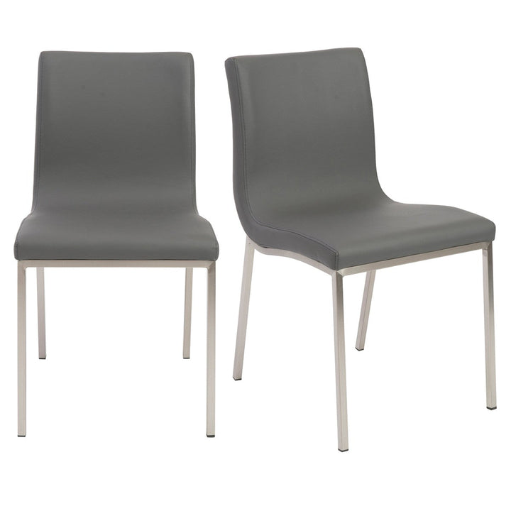 Set of Two Minimalist Light Gray Faux Faux Leather Chairs Image 5