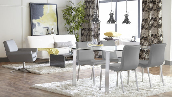 Set of Two Minimalist Light Gray Faux Faux Leather Chairs Image 6