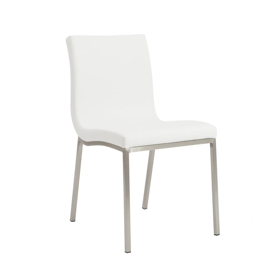 Set of Two Minimalist White Faux Faux Leather Chairs Image 1