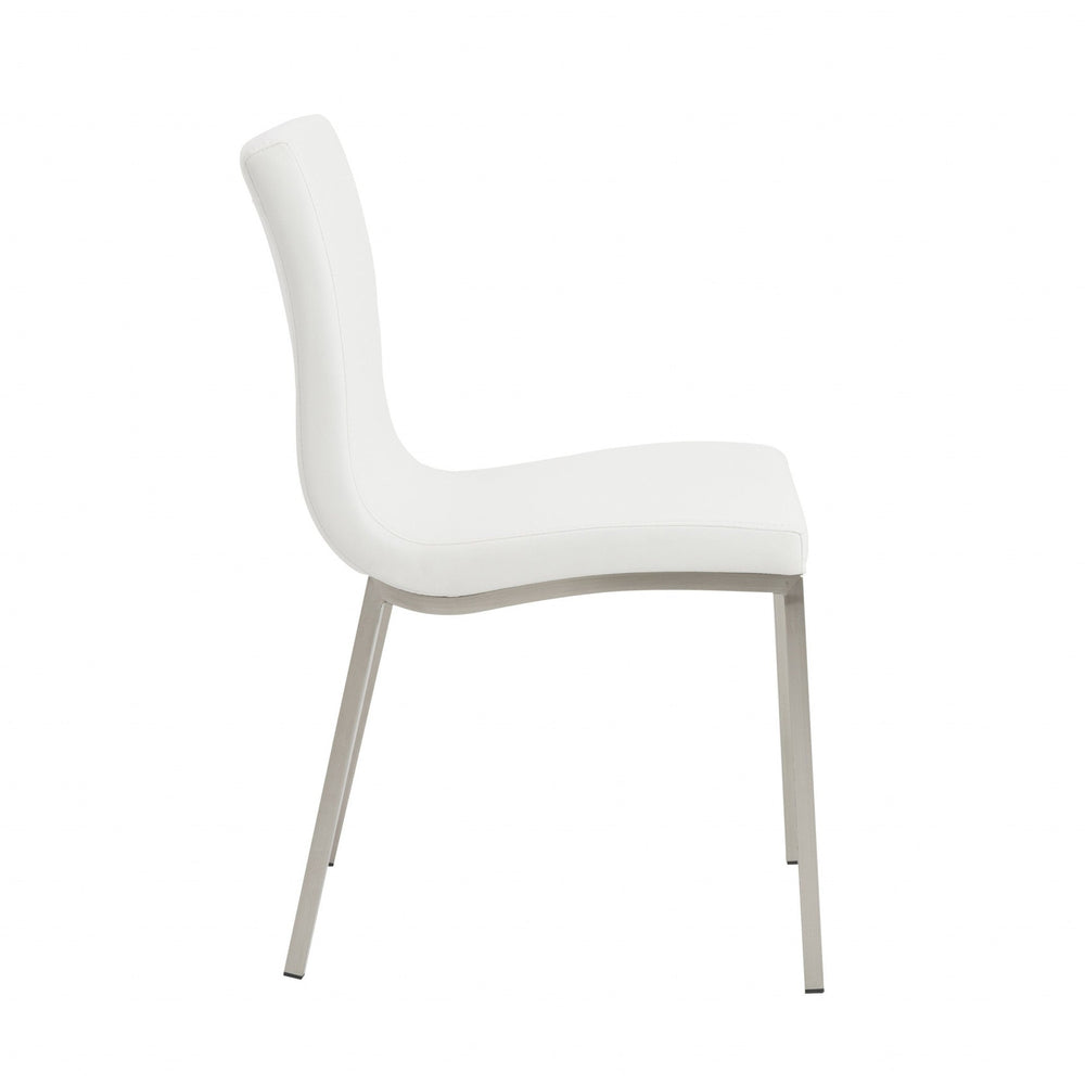 Set of Two Minimalist White Faux Faux Leather Chairs Image 2