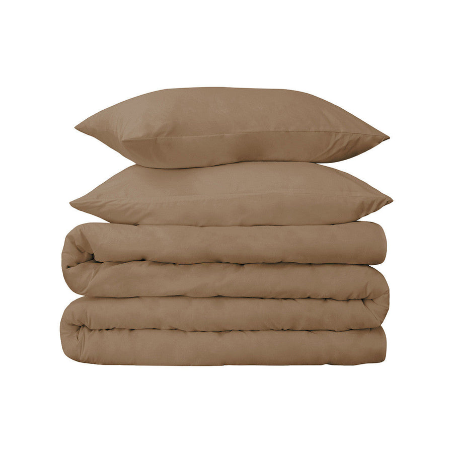 Taupe Queen Cotton Blend 650 Thread Count Washable Duvet Cover Set Image 1