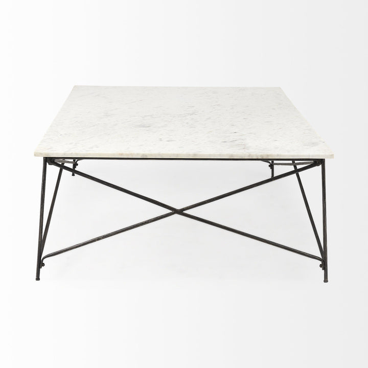 White Marble Criss Cross Base Coffee Table Image 3