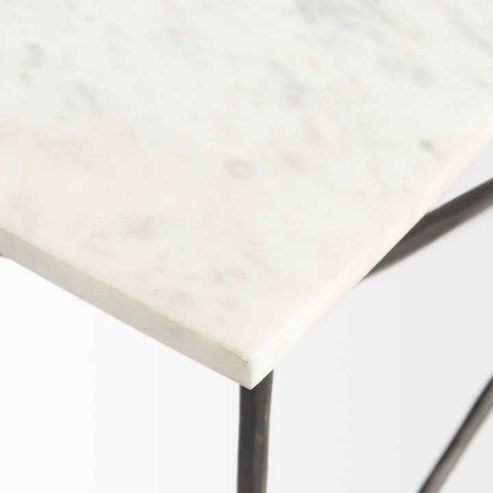 White Marble Criss Cross Base Coffee Table Image 5