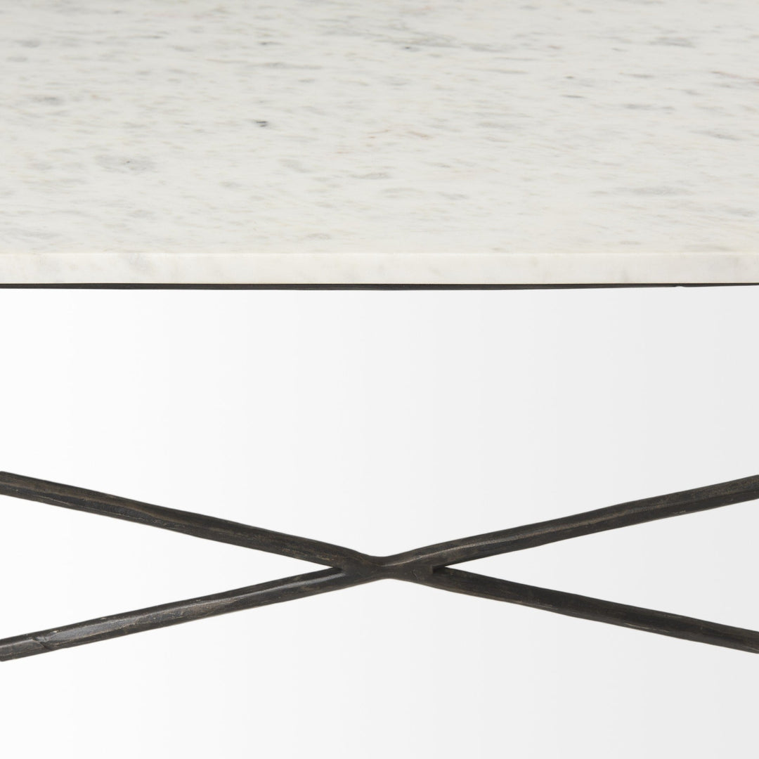 White Marble Criss Cross Base Coffee Table Image 6