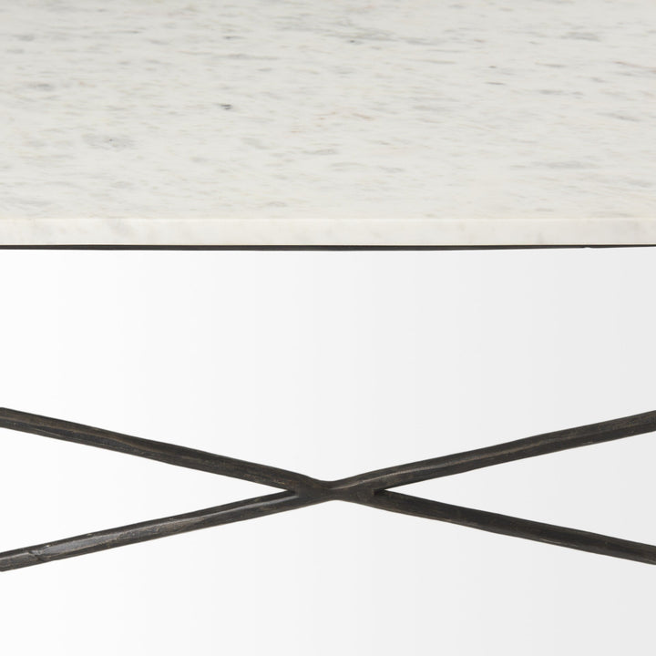 White Marble Criss Cross Base Coffee Table Image 6