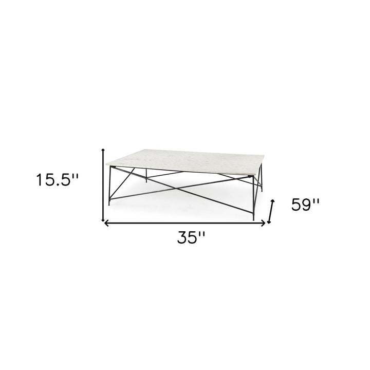 White Marble Criss Cross Base Coffee Table Image 9