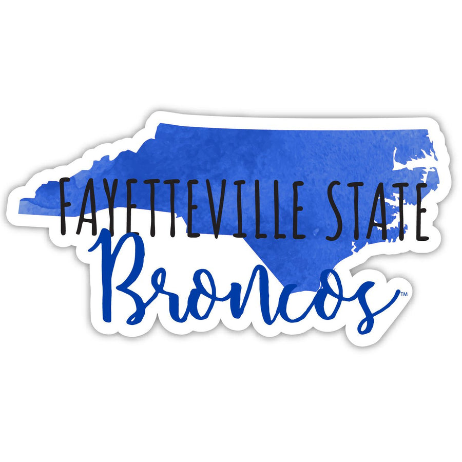 Fayetteville State University 4-Inch Watercolor State Shaped NCAA Vinyl Decal Sticker for Fans, Students, and Alumni Image 1