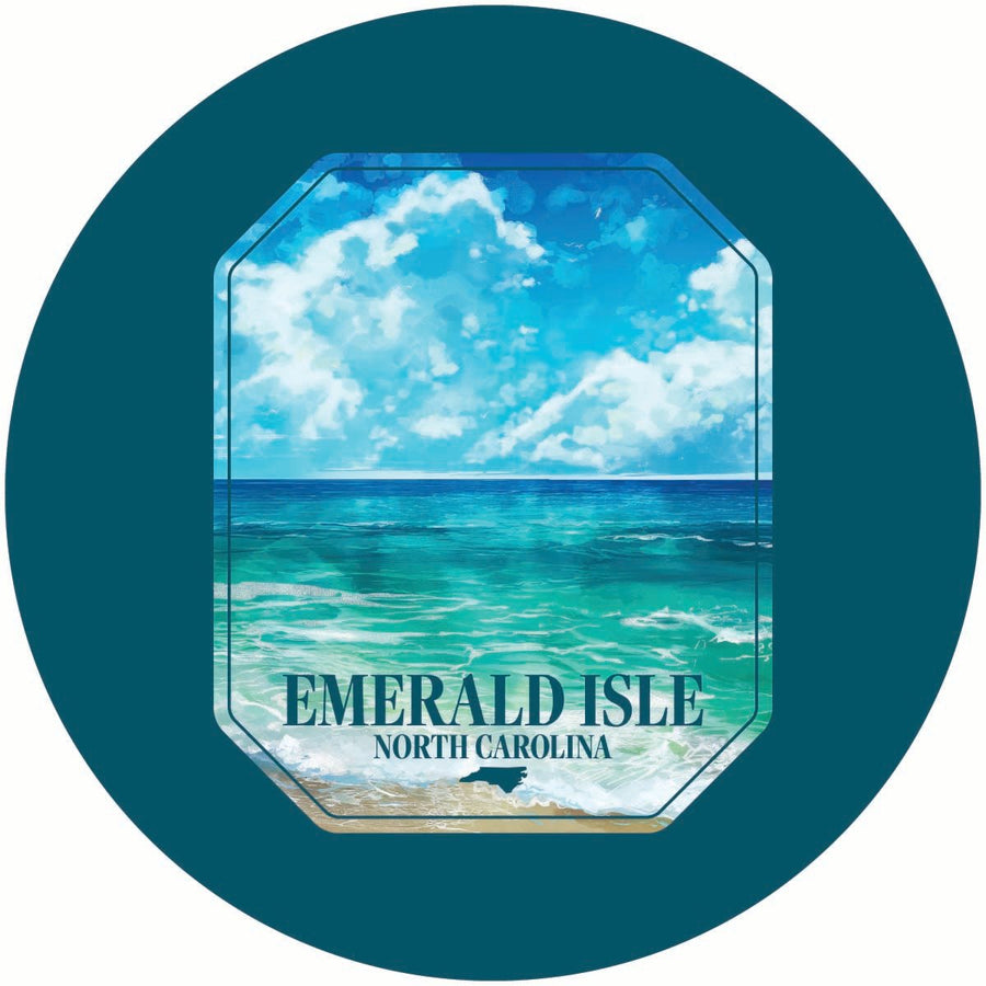 Emerald Isle North Carolina Serene Ocean Design Souvenir Coaster Paper 4 Pack Image 1