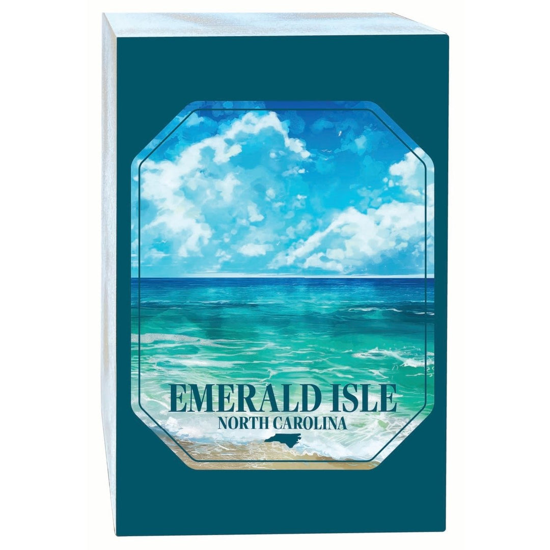 Emerald Isle North Carolina Serene Ocean Design Souvenir Wood sign with frame 5x7 Image 1