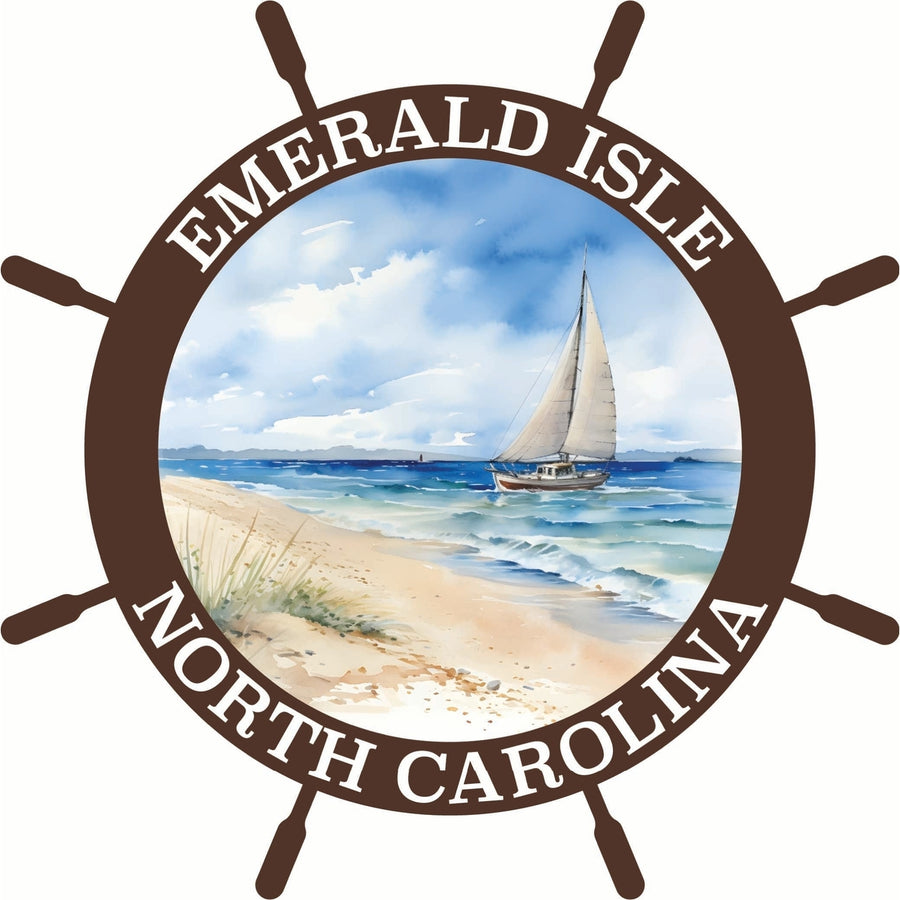 Emerald Isle North Carolina Nautical Helm Design Souvenir Vinyl Decal Sticker Image 1