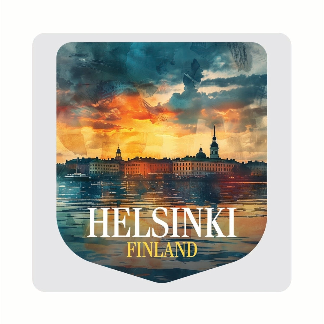 Helsinki Finland Sunset Cityscape Design Souvenir 4x4-Inch Coaster Acrylic 4 Pack Image 1