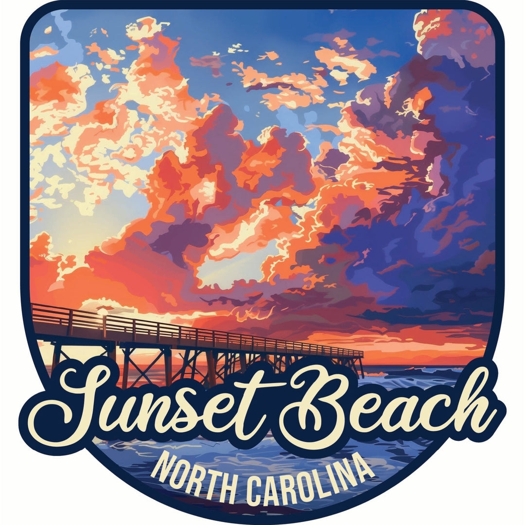 Sunset Beach North Carolina Sunset Pier Design Souvenir Vinyl Decal Sticker Image 1