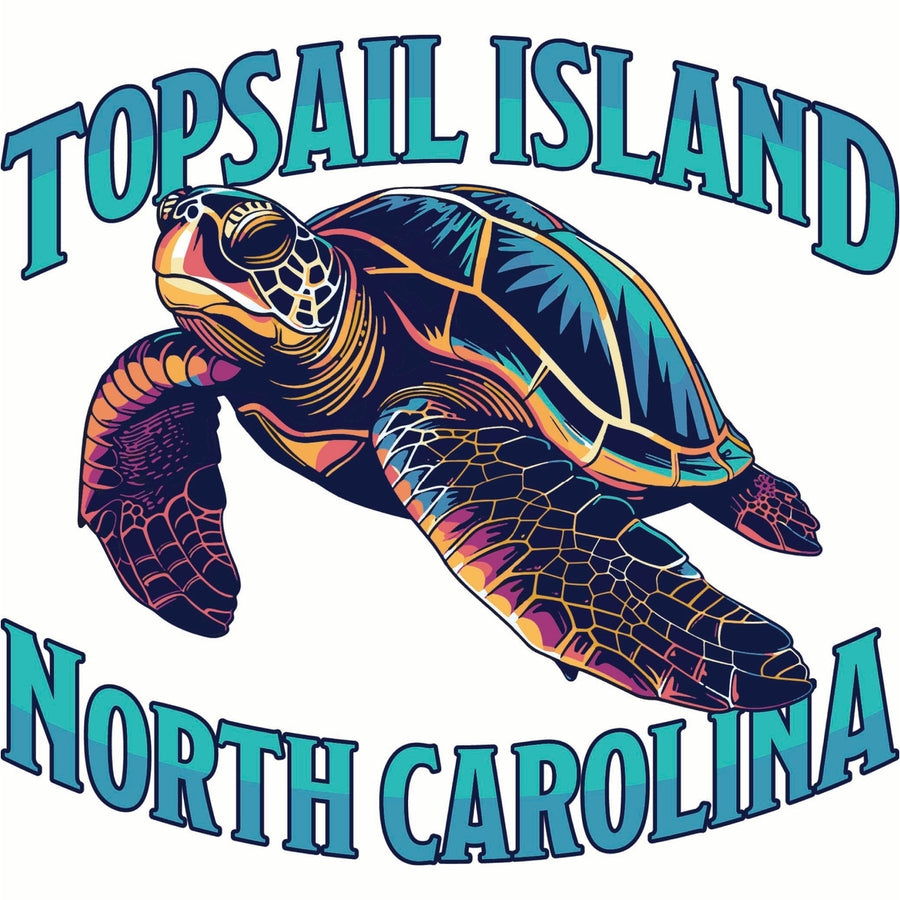 Topsail Island North Carolina Colorful Turtle Design Souvenir Vinyl Decal Sticker Image 1