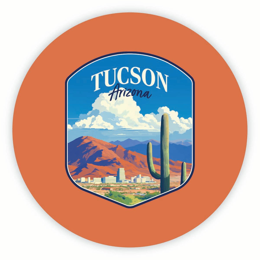 Tucson Arizona Desert Mountains Design Souvenir Round Vinyl Decal Sticker Image 1