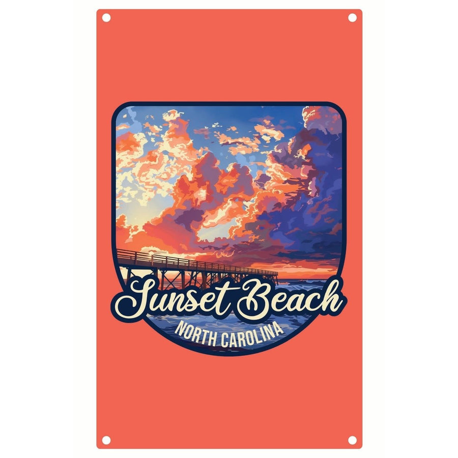 Sunset Beach North Carolina Sunset Pier Design Souvenir Metal Sign 9 x 15 Image 1