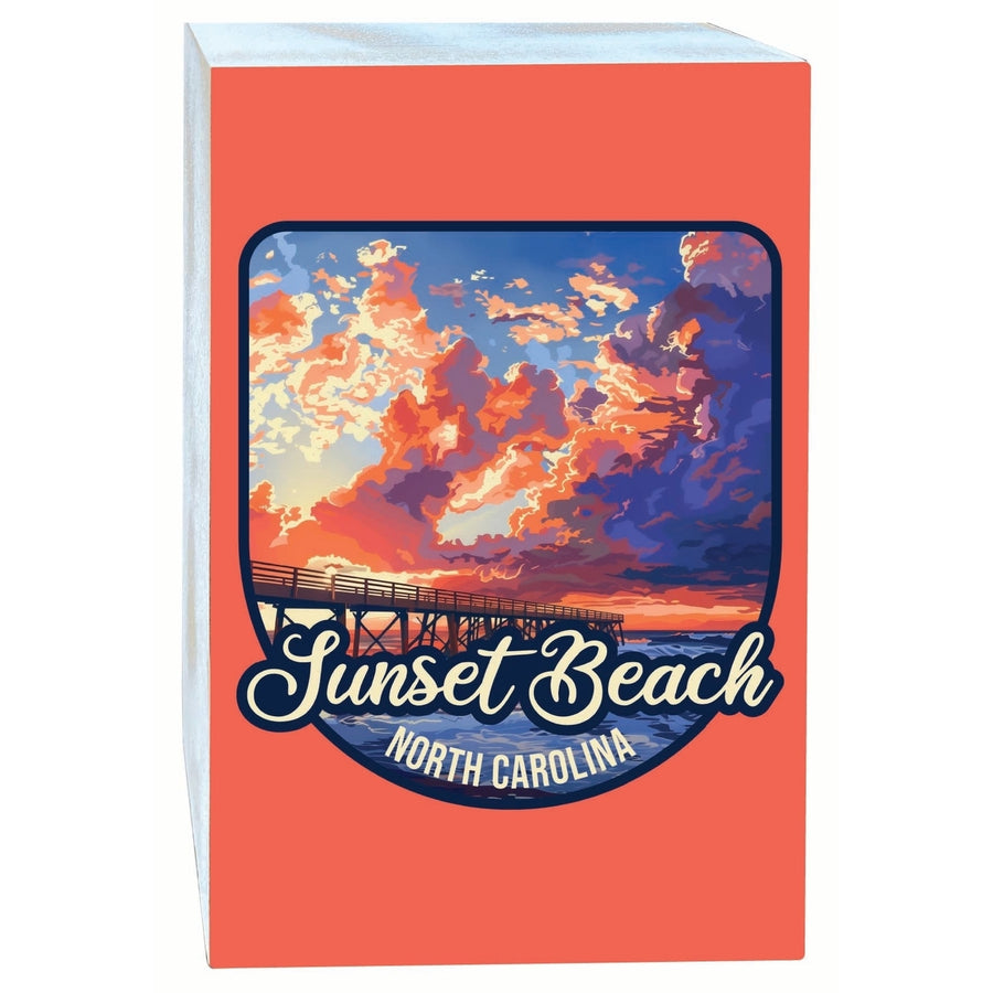 Sunset Beach North Carolina Sunset Pier Design Souvenir Wood sign with frame 5x7 Image 1