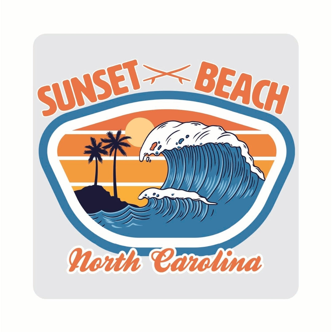 Sunset Beach North Carolina Surf Wave Design Souvenir 4x4-Inch Coaster Acrylic 4 Pack Image 1