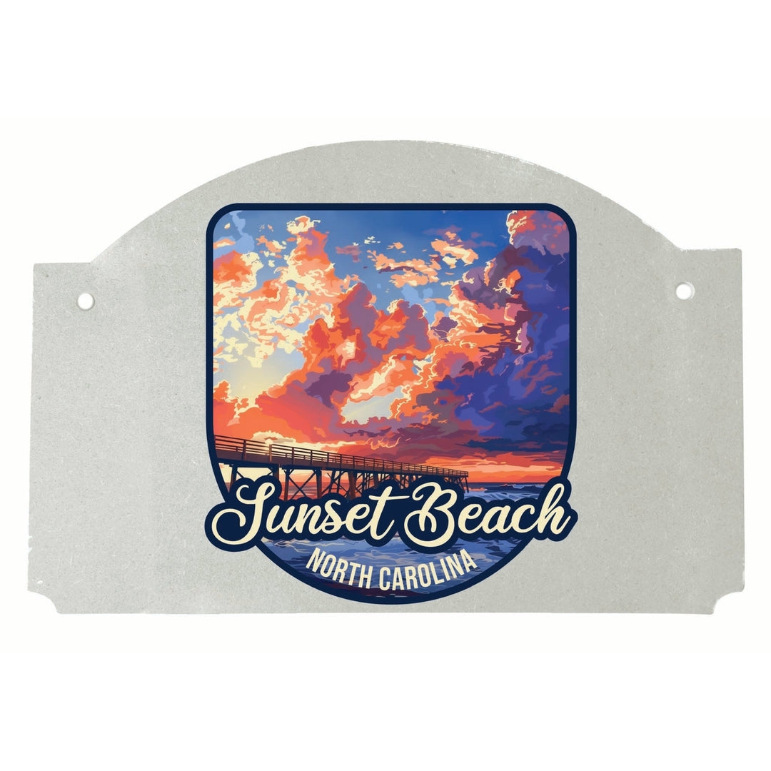 Sunset Beach North Carolina Sunset Pier Design Souvenir Wood sign flat with string Image 1