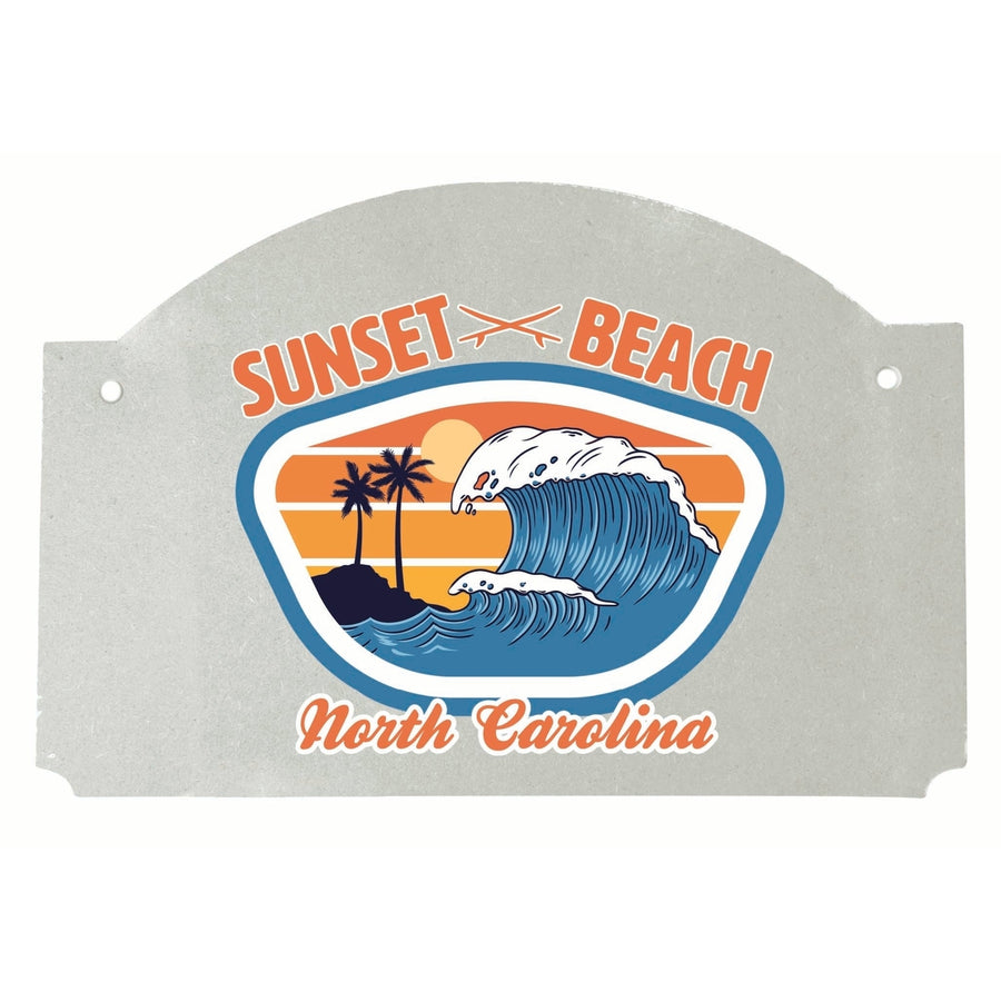 Sunset Beach North Carolina Surf Wave Design Souvenir Wood sign flat with string Image 1