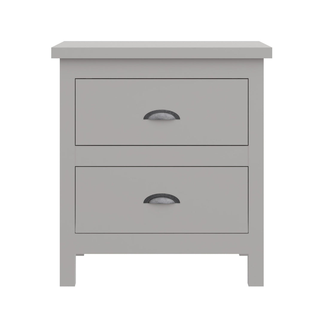 16" Gray Two Drawer Solid Wood Nightstand Image 1