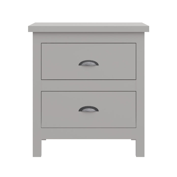 16" Gray Two Drawer Solid Wood Nightstand Image 1