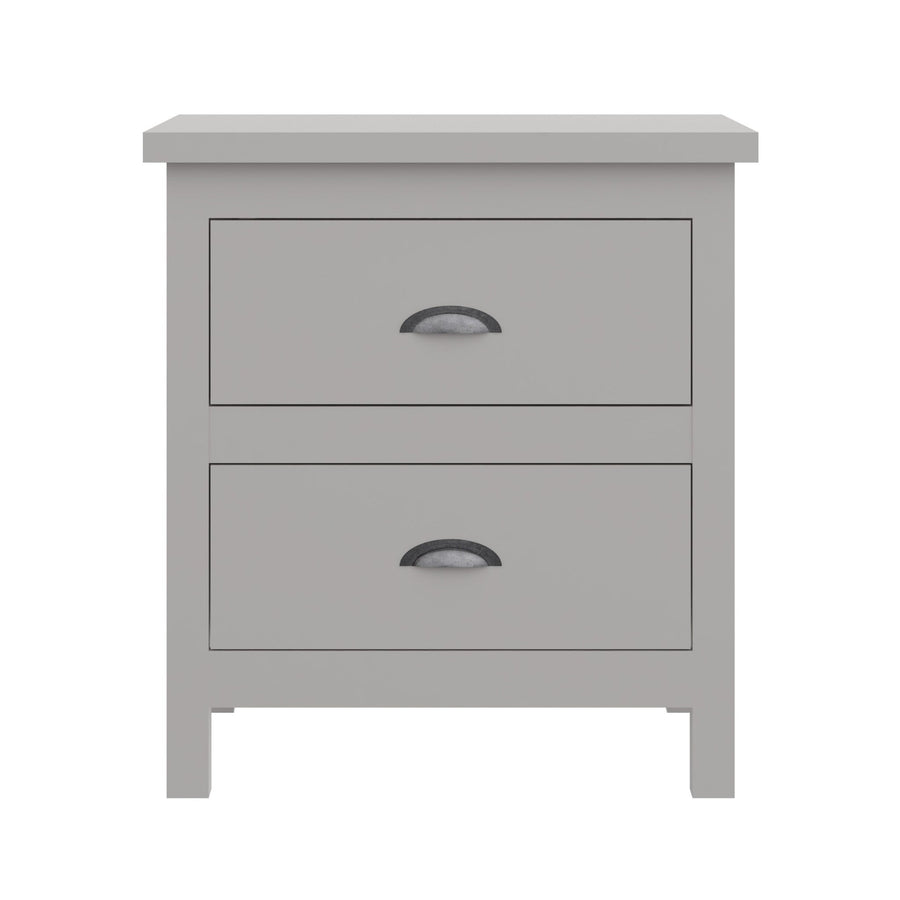 16" Gray Two Drawer Solid Wood Nightstand Image 1