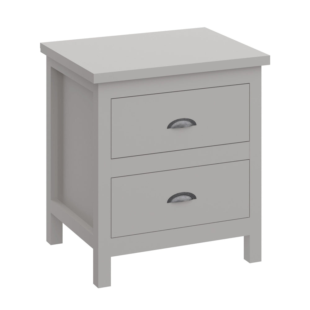 16" Gray Two Drawer Solid Wood Nightstand Image 2