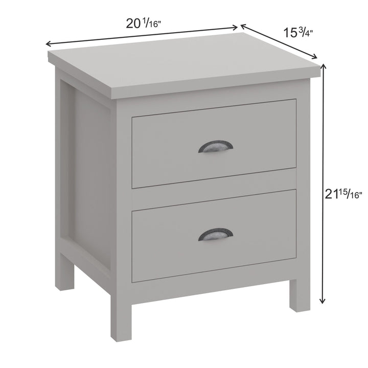 16" Gray Two Drawer Solid Wood Nightstand Image 6