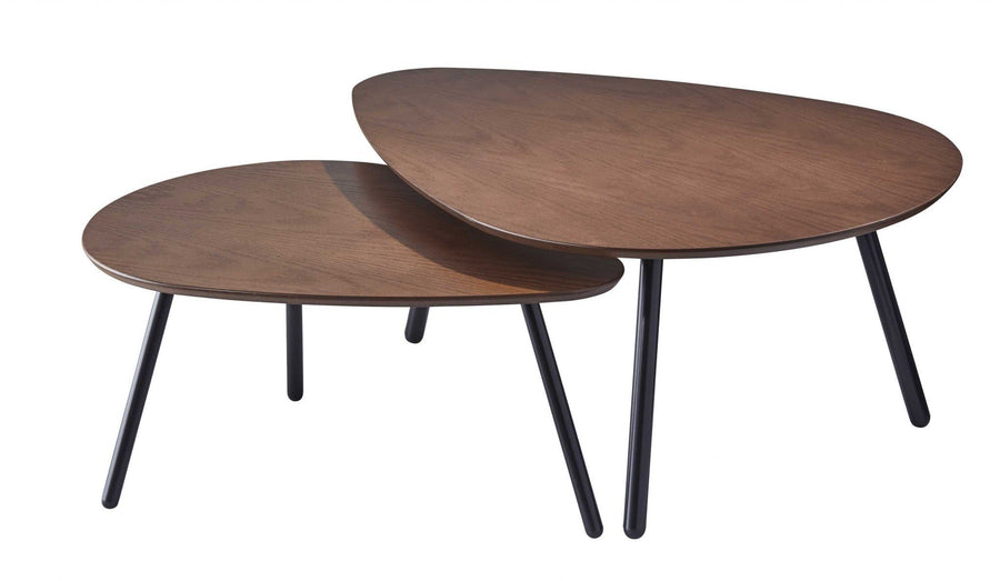 17" Black And Brown Solid Wood Round Nested Tables Image 1