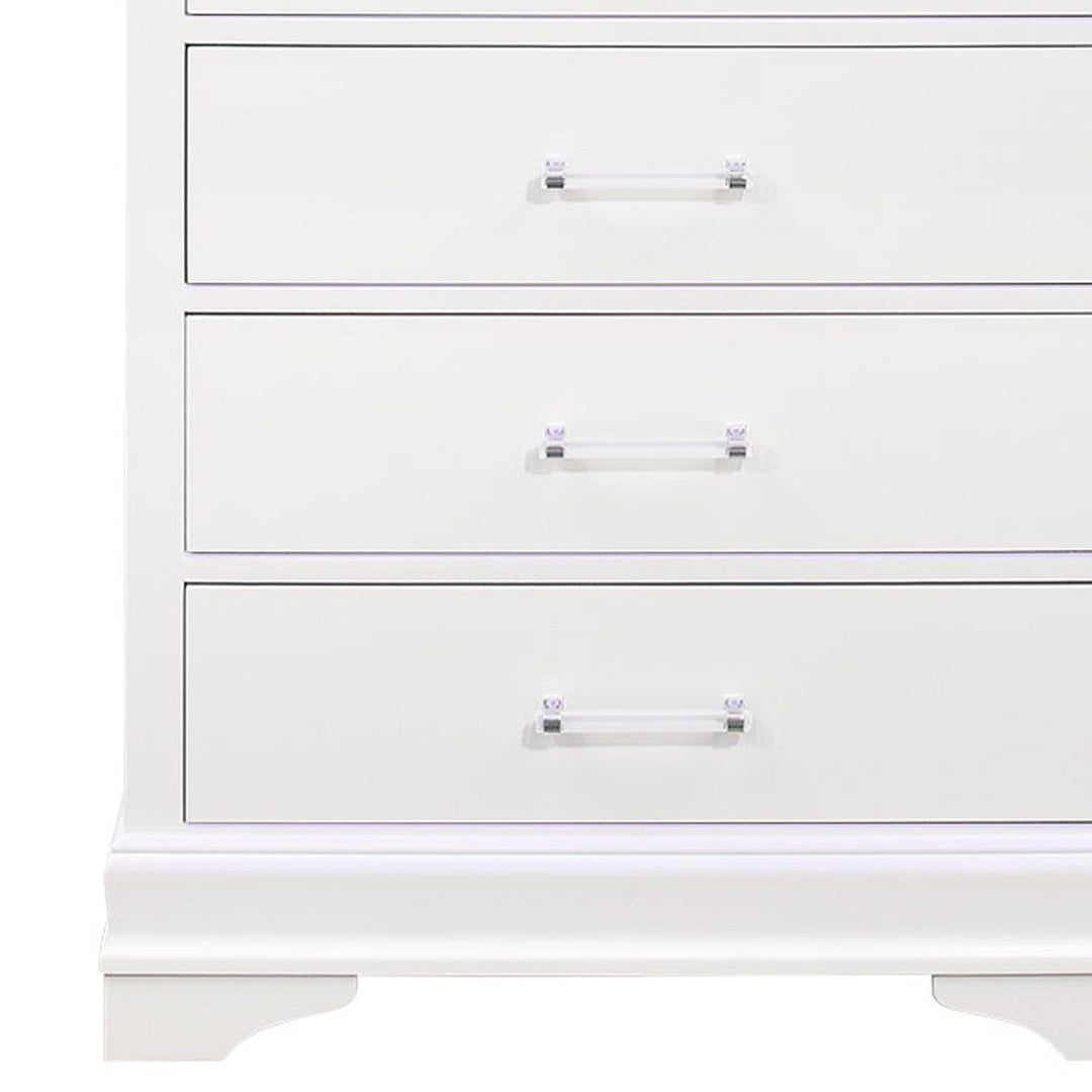 16" White Solid Wood Five Drawer Chest with LED Lighting Image 2