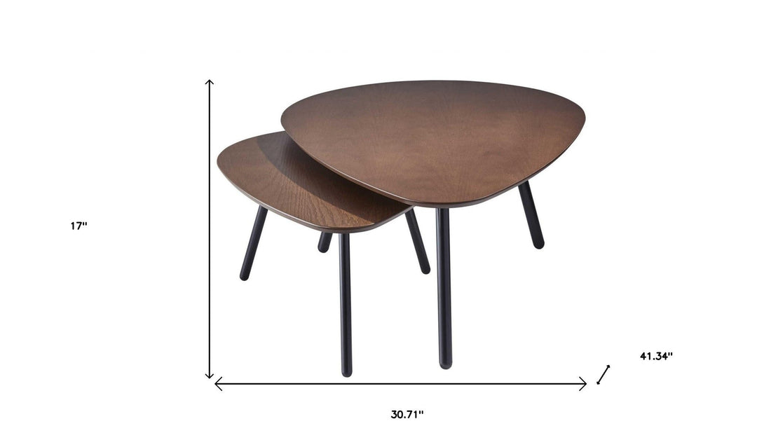 17" Black And Brown Solid Wood Round Nested Tables Image 7