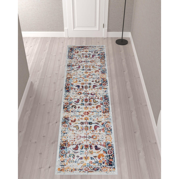 4 x 6 Orange Floral Power Loom Area Rug Image 4