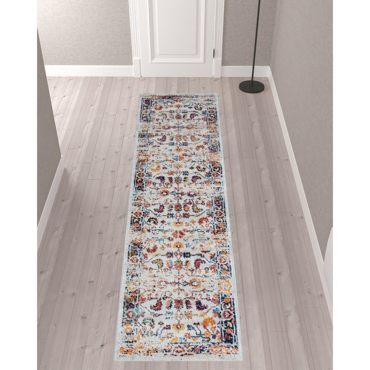 4 x 6 Orange Floral Power Loom Area Rug Image 1