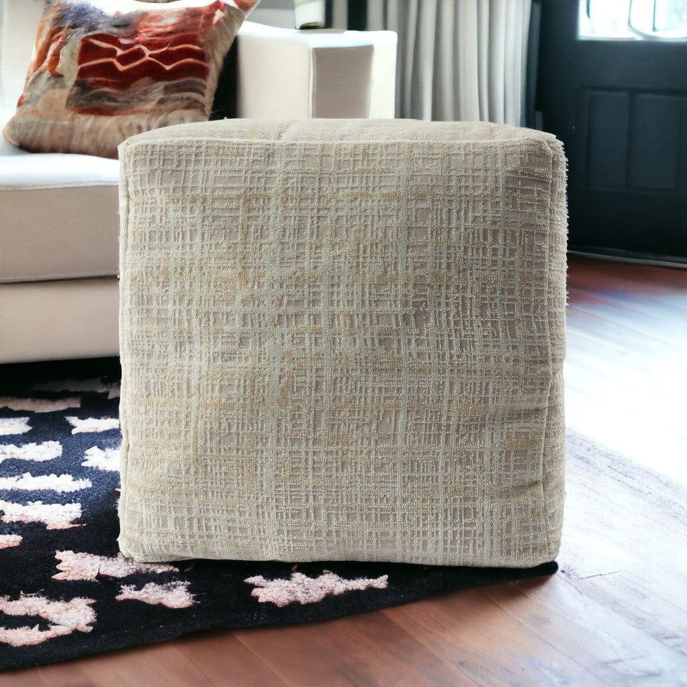 18" Beige Polyester Blend Ottoman Image 2