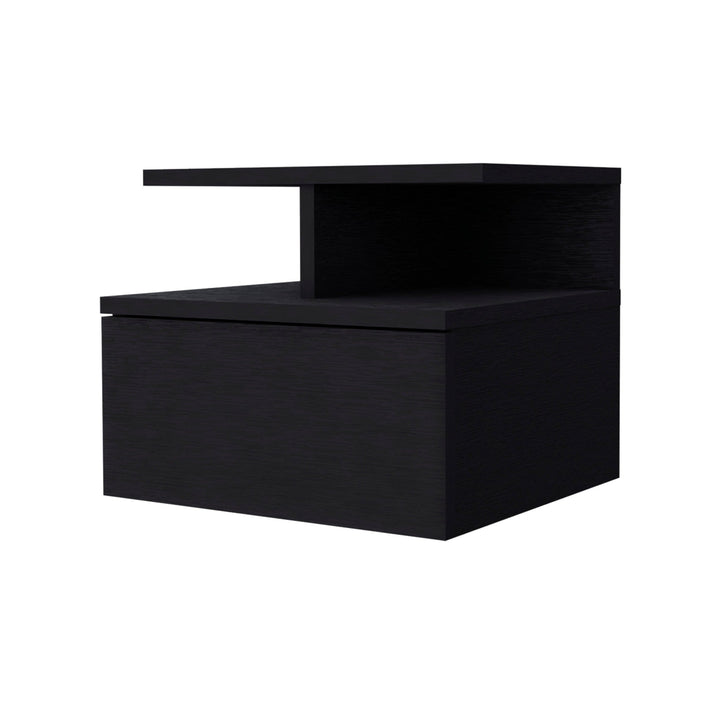 12" Black One Drawer Nightstand With Integrated Tech Image 2